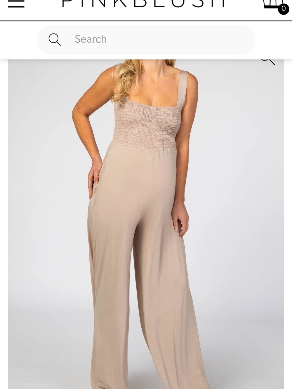Pinkblush Taupe Smocked Wide-Leg Jumpsuit